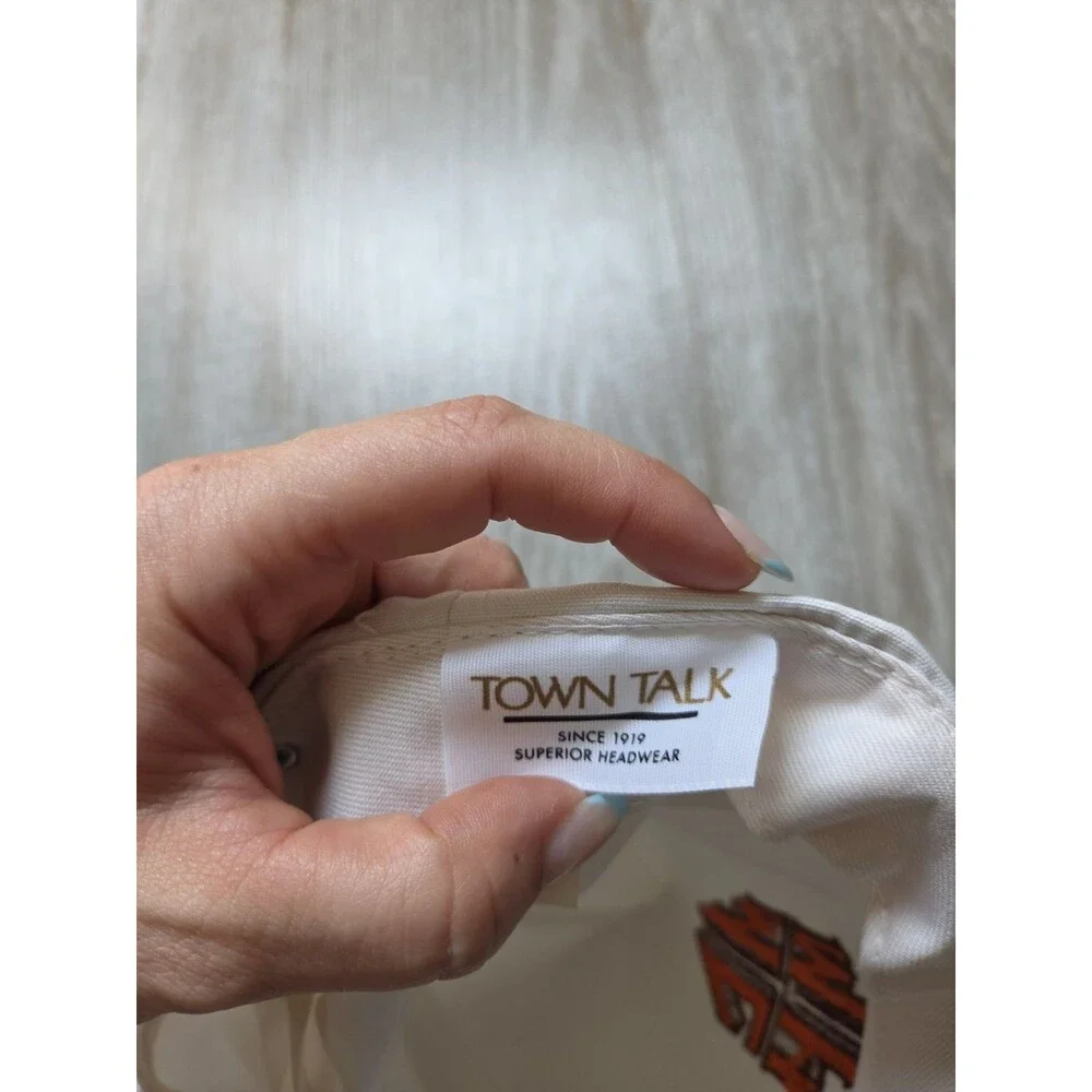 Town Talk Vintage Style White Rope Snapback Hat Orange Brown Embroidered Logo